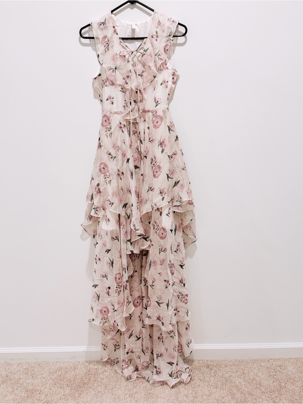 Y.A.S high-low asymmetrical pink floral maxi dress - Picture 9 of 15